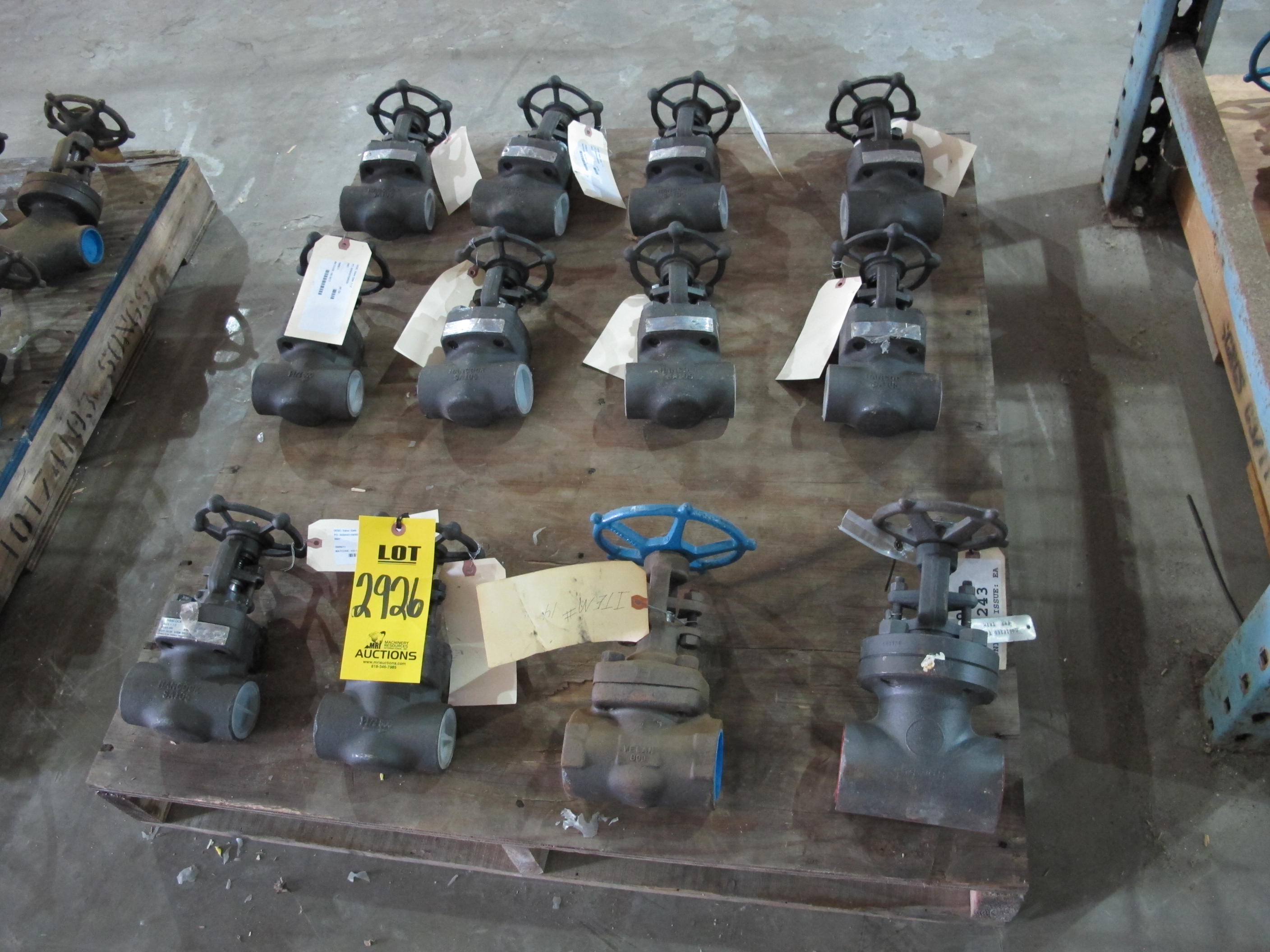 LOT PALLET W/(12) ASSORTED VALVES (W-51) LOADING & HANDLING FEE $15-